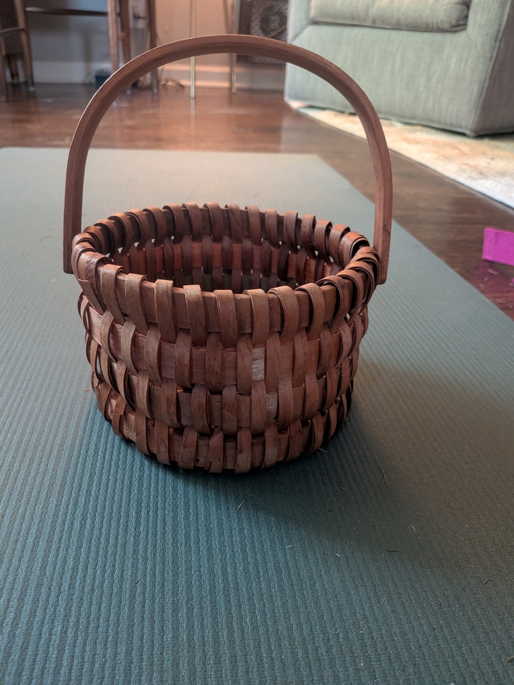 Handwoven Brown Wicker Basket with Handle - Home Accents